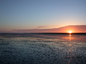 zonsondergang op het wad